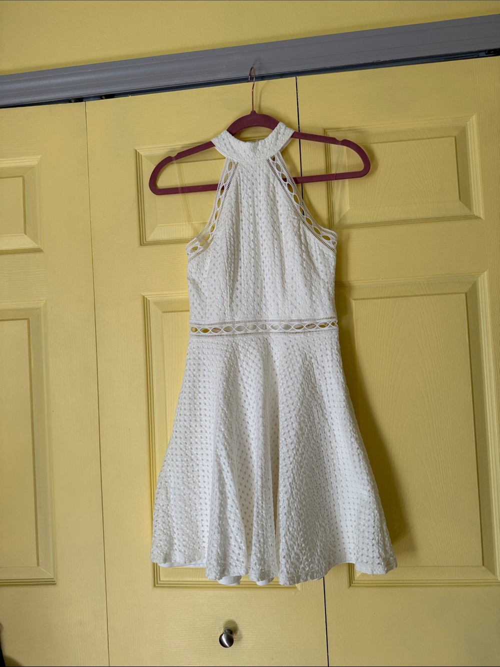 Charlotte Russe White Textured Halter Skater Dress